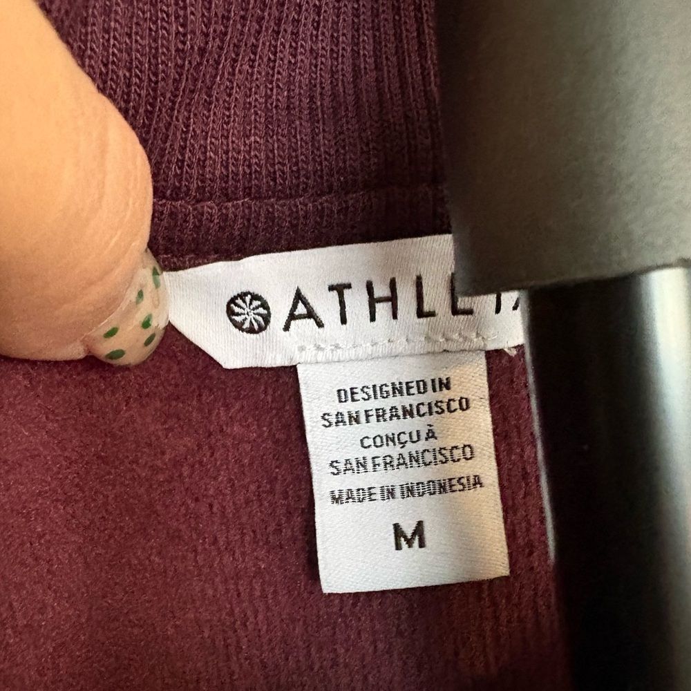 ATHLETA Cozy Karma 1/4 Zip Sweatshirt Burgundy Size Medium - Picture 2 of 5